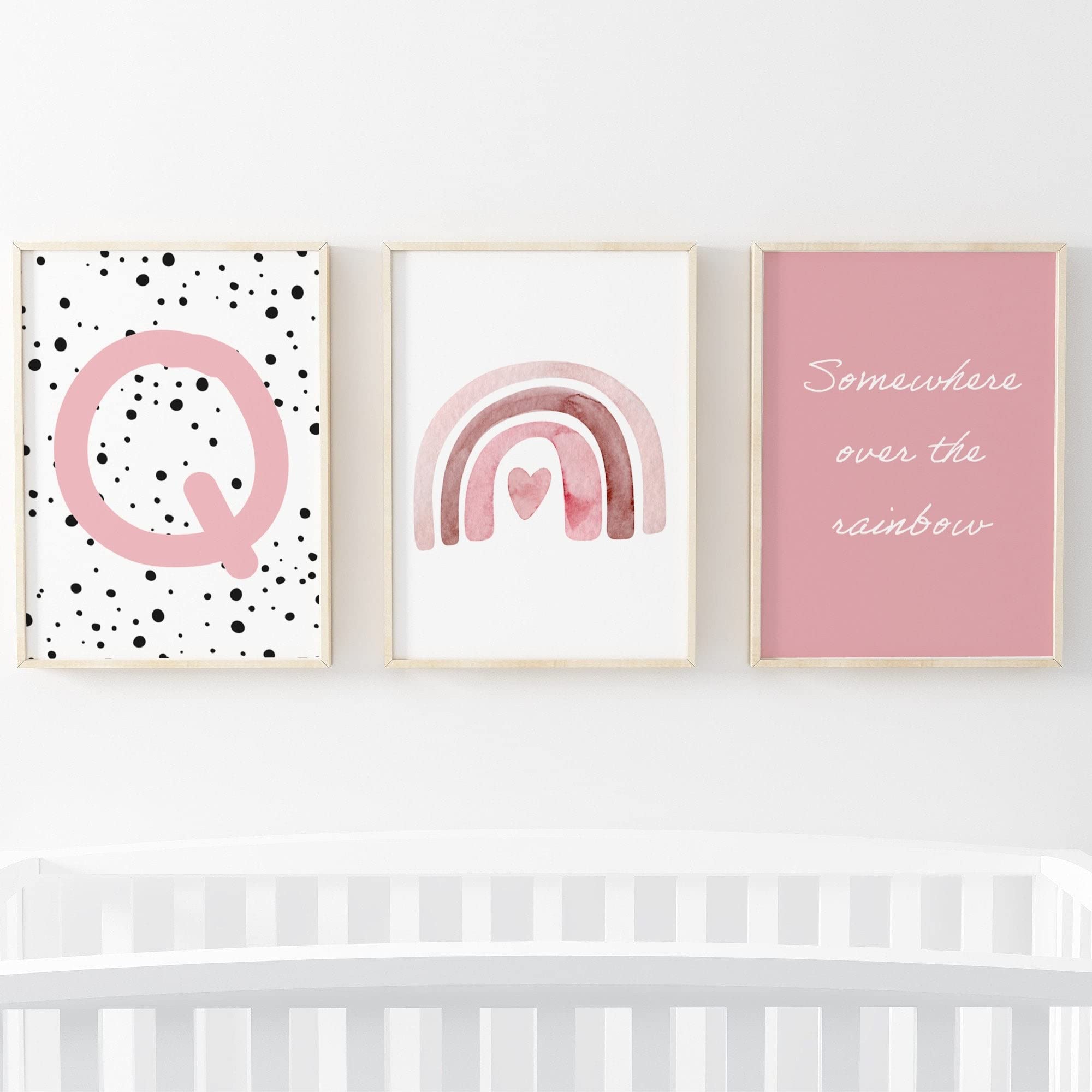 Pompom Prints® Set of 3 Girls bedroom Prints, Rainbow Nursery Prints, Scandi Boho Style Nursery Decor, Playroom Prints [Picture frames not included] (A3, Q) — image 1