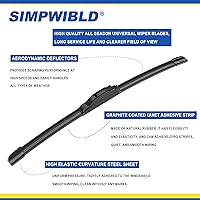 Vista 3 de SIMPWIBLD 3 limpiaparabrisas de repuesto para Toyota Highlander 2008-2019/Lexus GX460 2011-2022, cuchillas limpiaparabrisas de repuesto