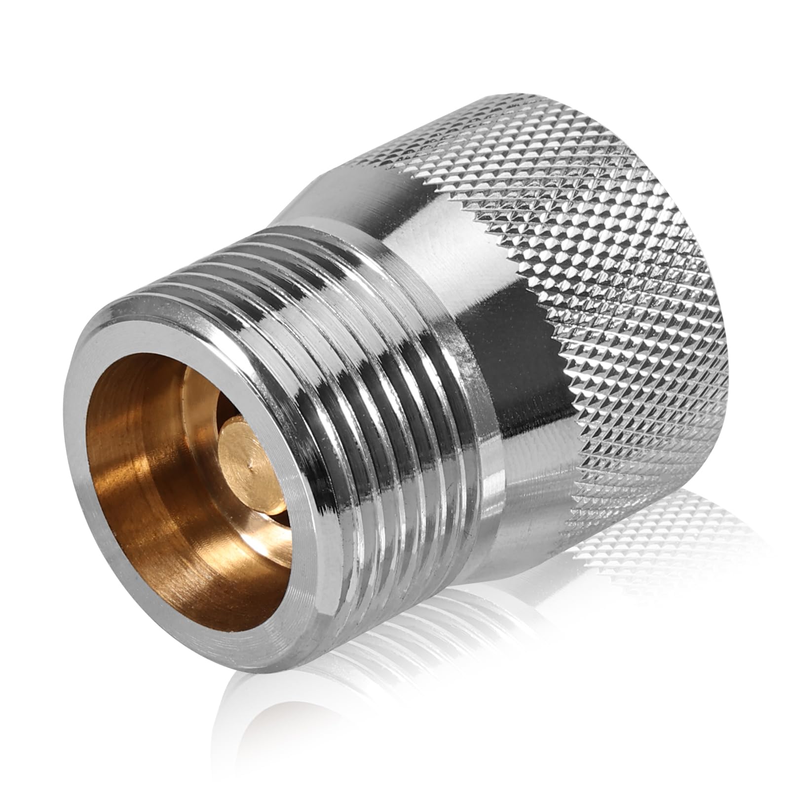 Wasserstop Sicherheitsventil 3/4 Zoll, Maschinen Schlauchplatzsicherung, Messing Verchromt Wassersparventil, Aquastop Ventil 3/4" IG x 3/4" AG, DN20 Wasserstop Adapter für Waschmaschine & Spülmaschine