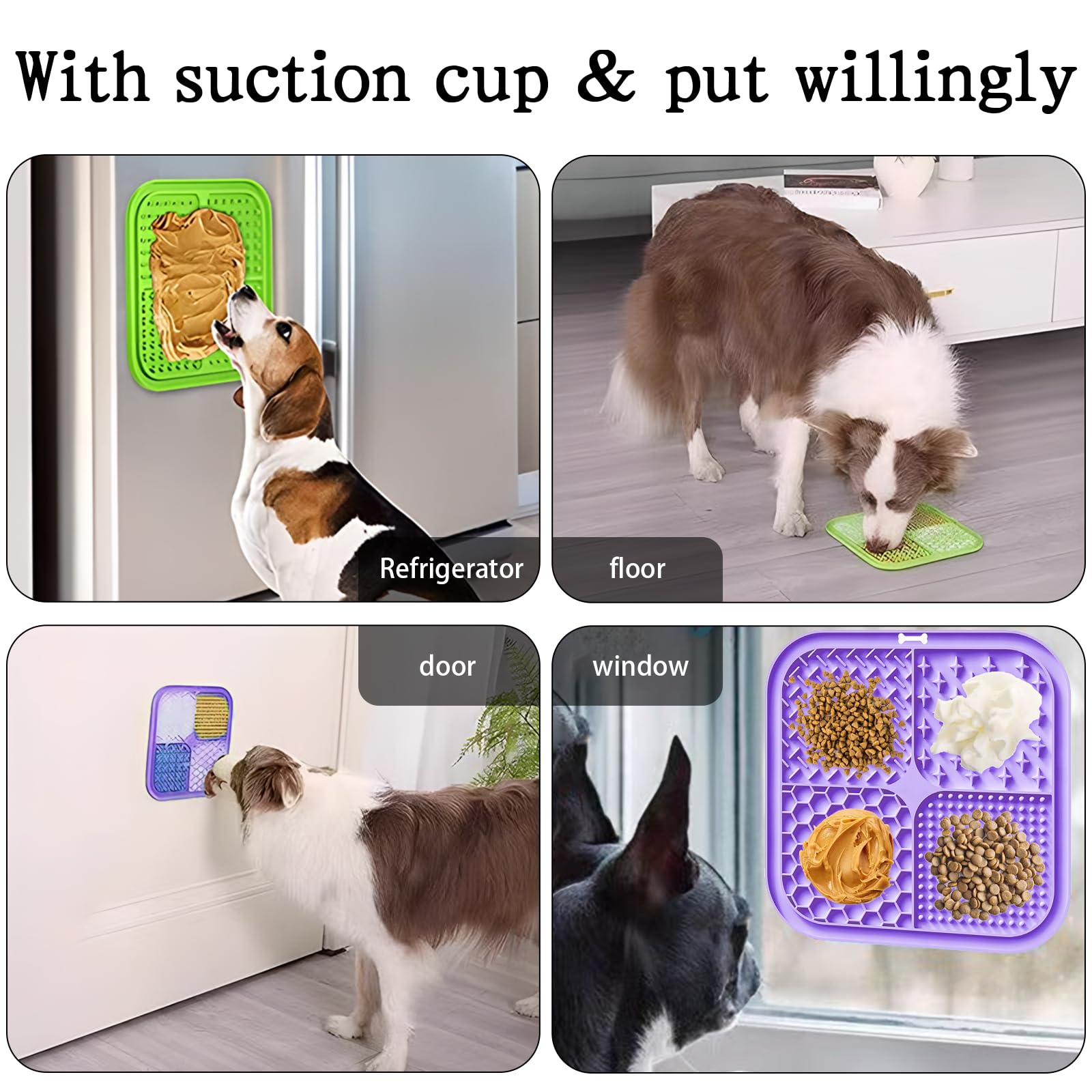 2 Stück Schleckmatte Hund, Leckmatte für Hunde und Katzen mit Saugnäpfen, langsames Füttern, Schleckmatte für Angstzustände, Butter, Joghurt, Erdnussbutter, Haustier-Badetrainingsmatte, 20 * 20cm