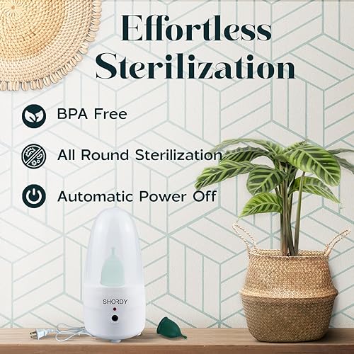 Miniatura 4 de SHORDY Juego de 2 vasos menstruales y esterilizador de vapor para principiantes, juego de 2 tazas de período (pequeñas y grandes), esterilizador de