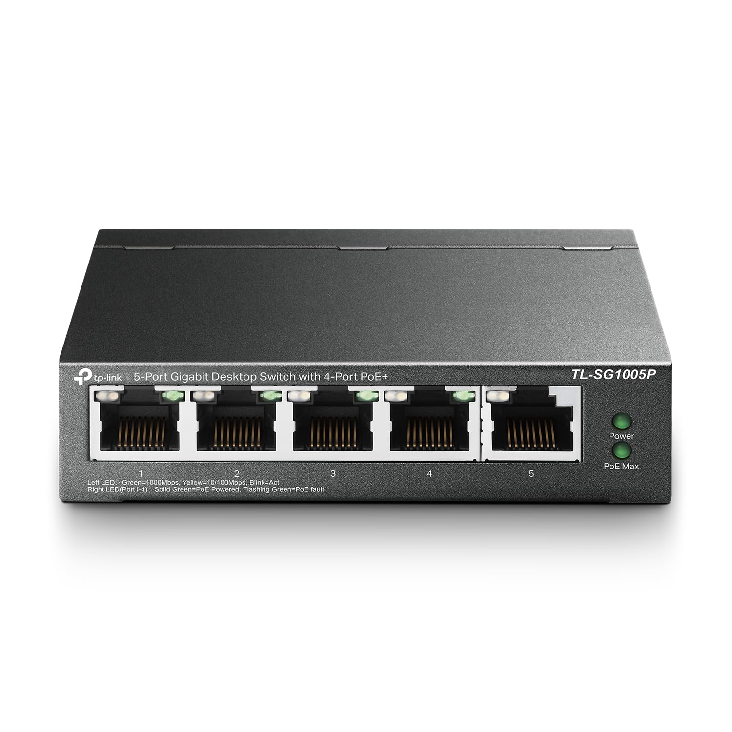 TP-Link TL-SG1005P, 5 Port Gigabit PoE Switch, 4 PoE+ Ports @65W, Desktop, Plug & Play, Sturdy Metal w/ Shielded Ports, Fanless, QoS & IGMP SnoopingTP-Link TL-SG1005P, 5 Port Gigabit PoE Switch, 4 PoE…