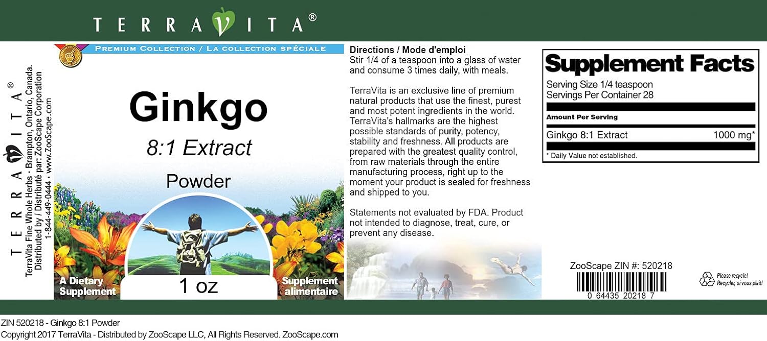 Ginkgo 8:1 Powder (1 oz, ZIN: 520218) - 3 Pack