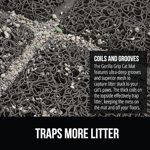 Miniatura 3 de GORILLA GRIP Tapete para caja de arena para gatos, resistente al agua, respaldo texturizado, fácil de limpiar, menos residuos y suelos limpios, 30 x