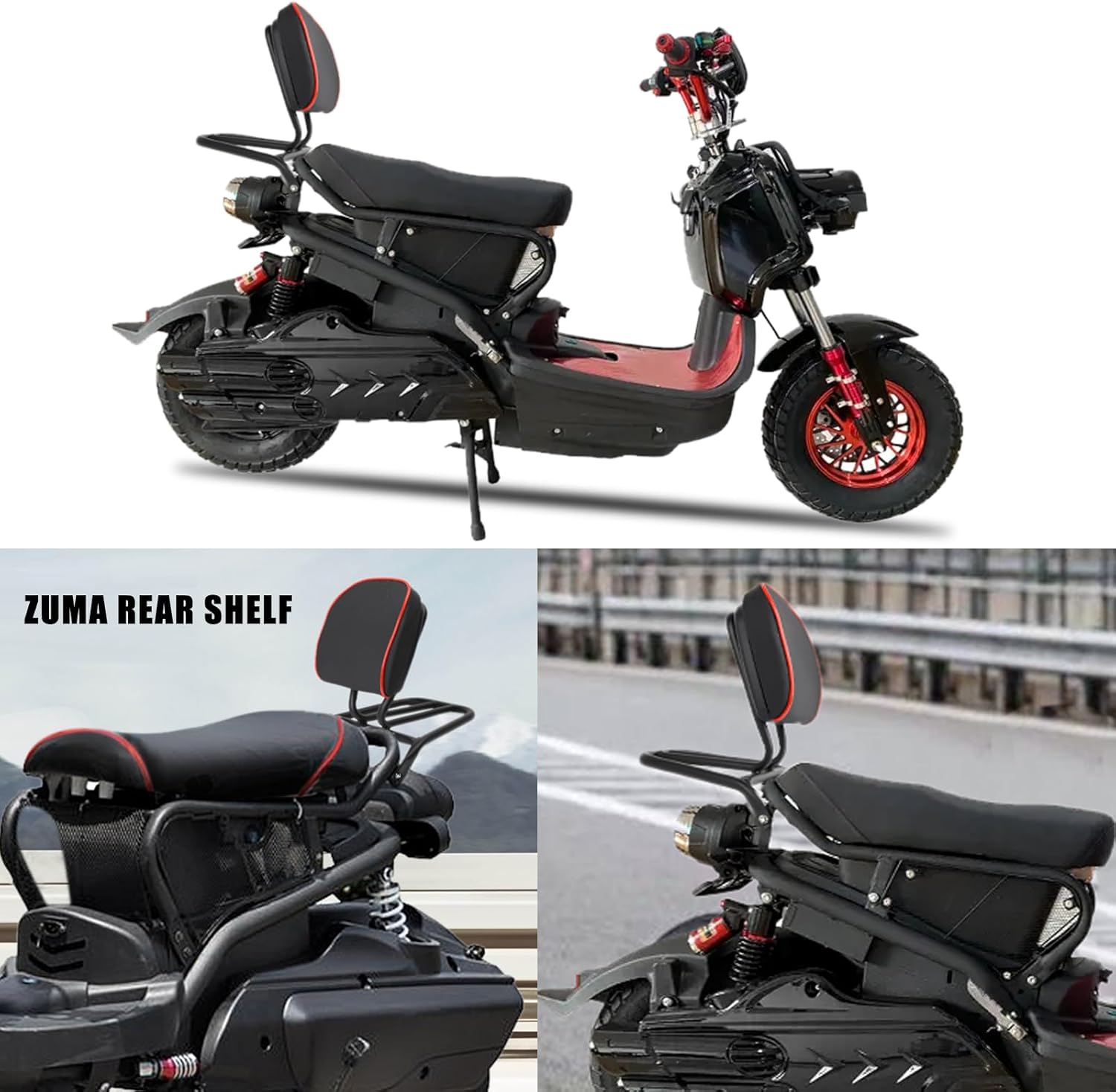 Minho Motorcyle Luggage Rack in Heavy Iron Material Come with High Rebound Sponge Backrest Compatible with Chinese GY6 4-Stroke Engine 50cc-150cc Scooter Mopeds Tank BWS 1TH Generation