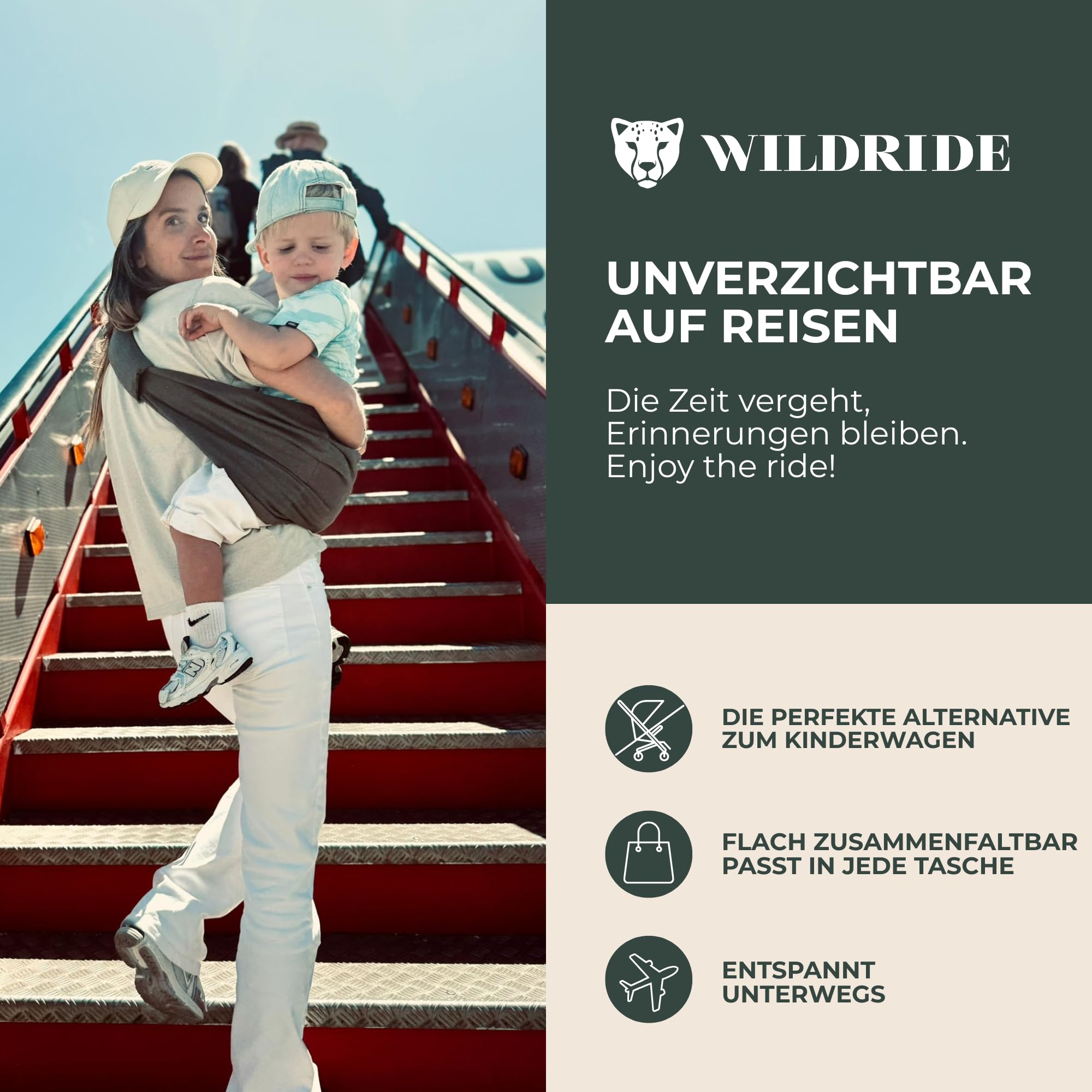 Wildride Kindertrage x MarieMarie, Hüfttrage für Kleinkinder ab 9 Monaten, 100% Baumwolle, leicht & kompakt, bis 20 kg, SGS geprüft