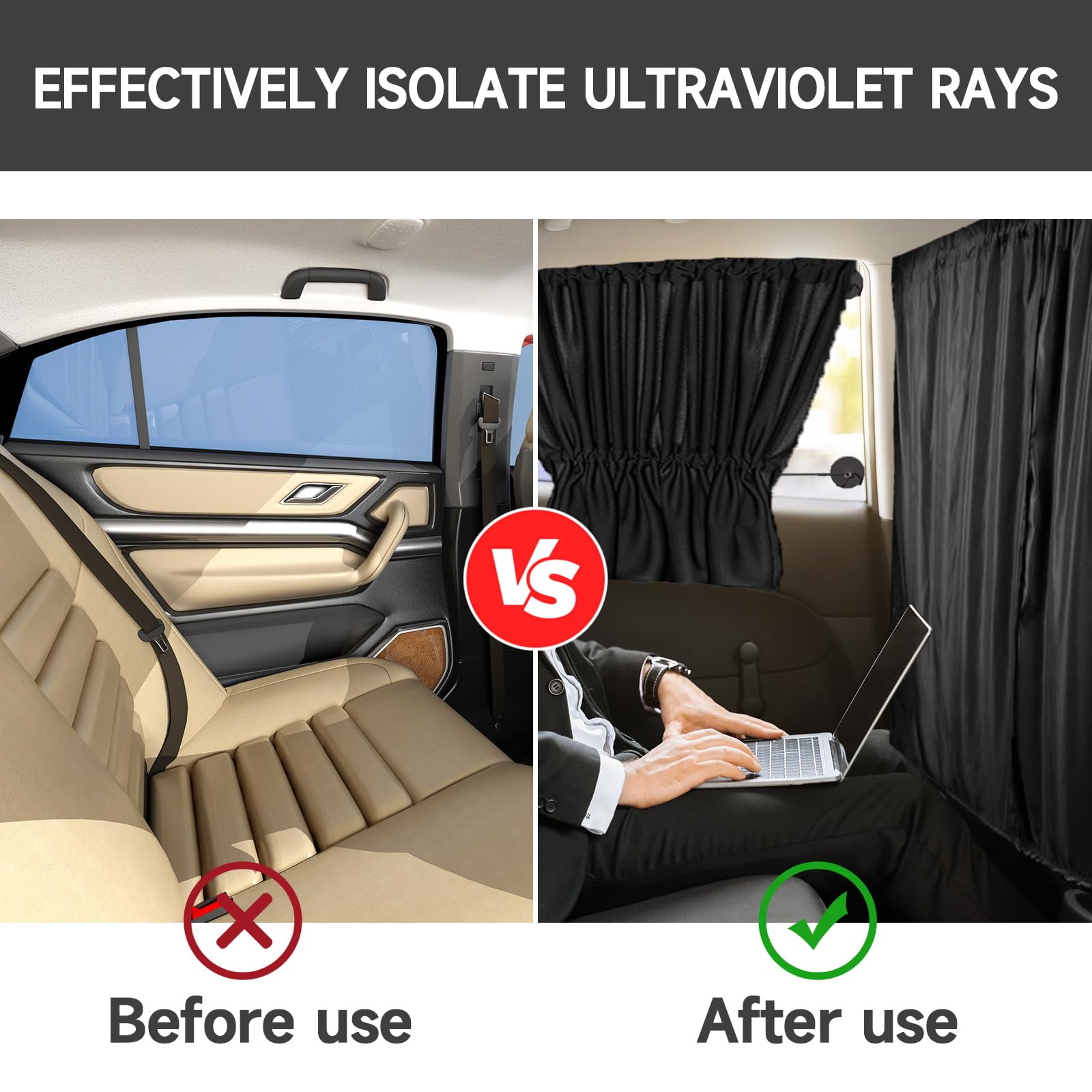 YOYEAH Rideaux Séparateurs Voiture Pare-Soleil 140x80cm