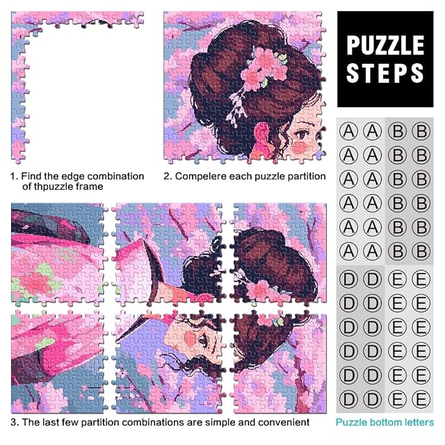 Foto 3 de 6 de Rompecabezas para Adolescentes de 1000 Piezas Chica Kimono Anima Sakura Retro Pixel Art Juegos de relajación…