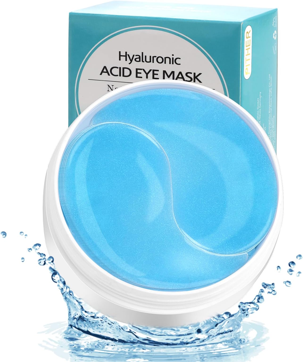 PITHER Under Eye Patches for Dark Circles, Eye Masks for Puffy Eyes Wrinkles Under Eye Bags Firmness 30 Pairs Skin Treatment Pads with Hyaluronic Acid and Collagen Women Men (Blue)