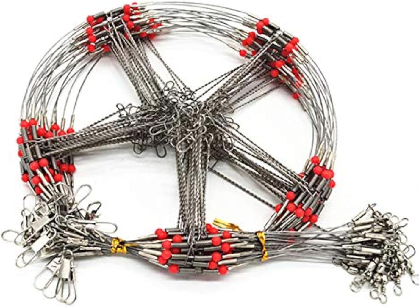 Senyu Wire Trace Leader Rig Stainless Steel 1-5 Arms Fishing Rigs with Snap,High-Strength Fishing Leaders Saltwater-Perch Rigs for Fishing