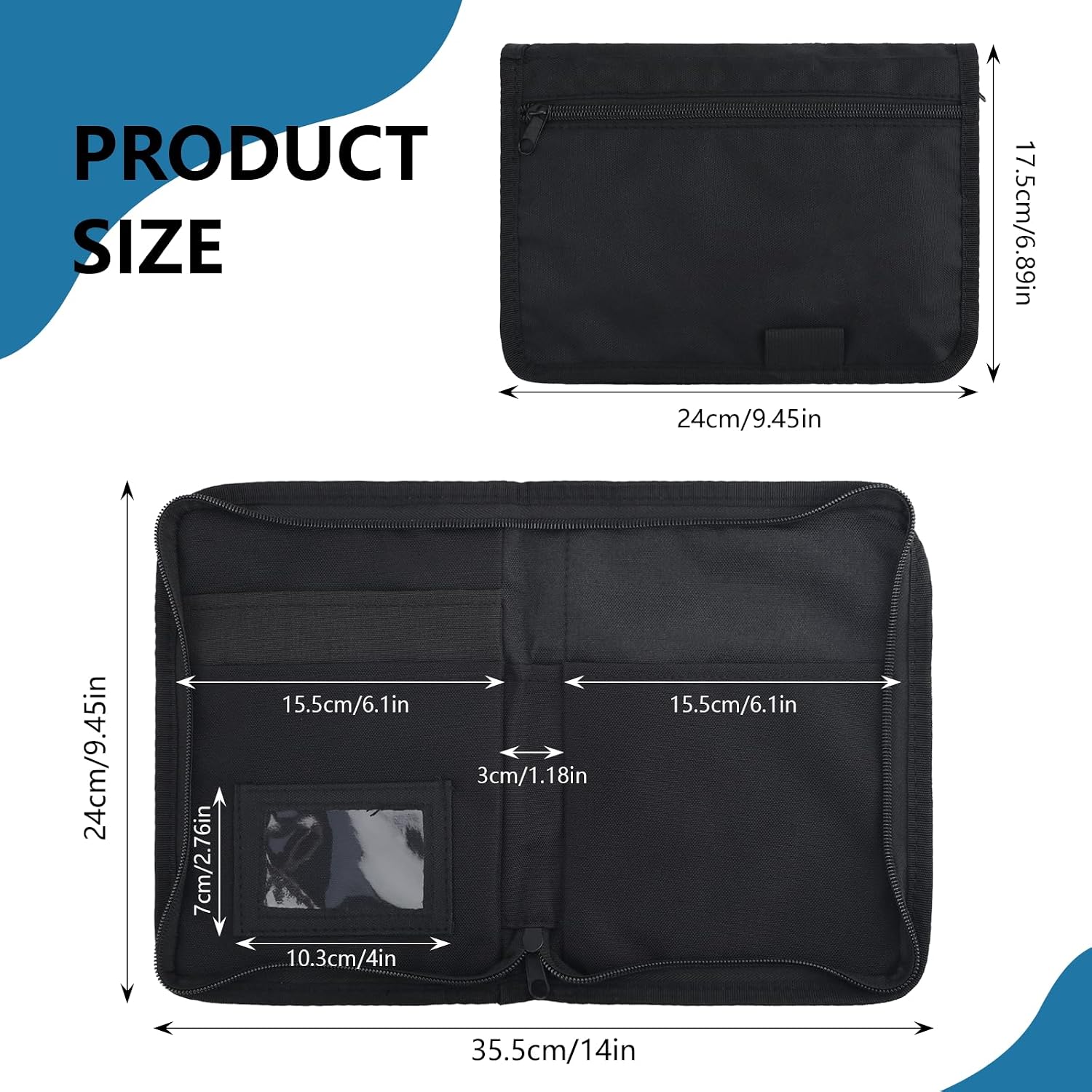 vvag Car Registration Insurance Holder, Zipped Glove Box Organizer Case | Document Folder Wallet with Multiple Pockets for Owner Manual, Travel Essentials Pouch for Driving Licence, Insurance, Card