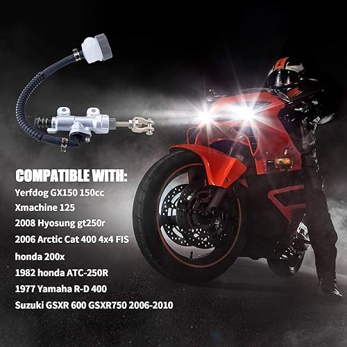 Miniatura 6 de Cilindro maestro de freno trasero universal compatible con 70cc 90cc 110cc 125cc ATV/Chinese Dirt Bike/Yerf Dog 150cc Arctic Cat 700 EFI 2006 Roketa