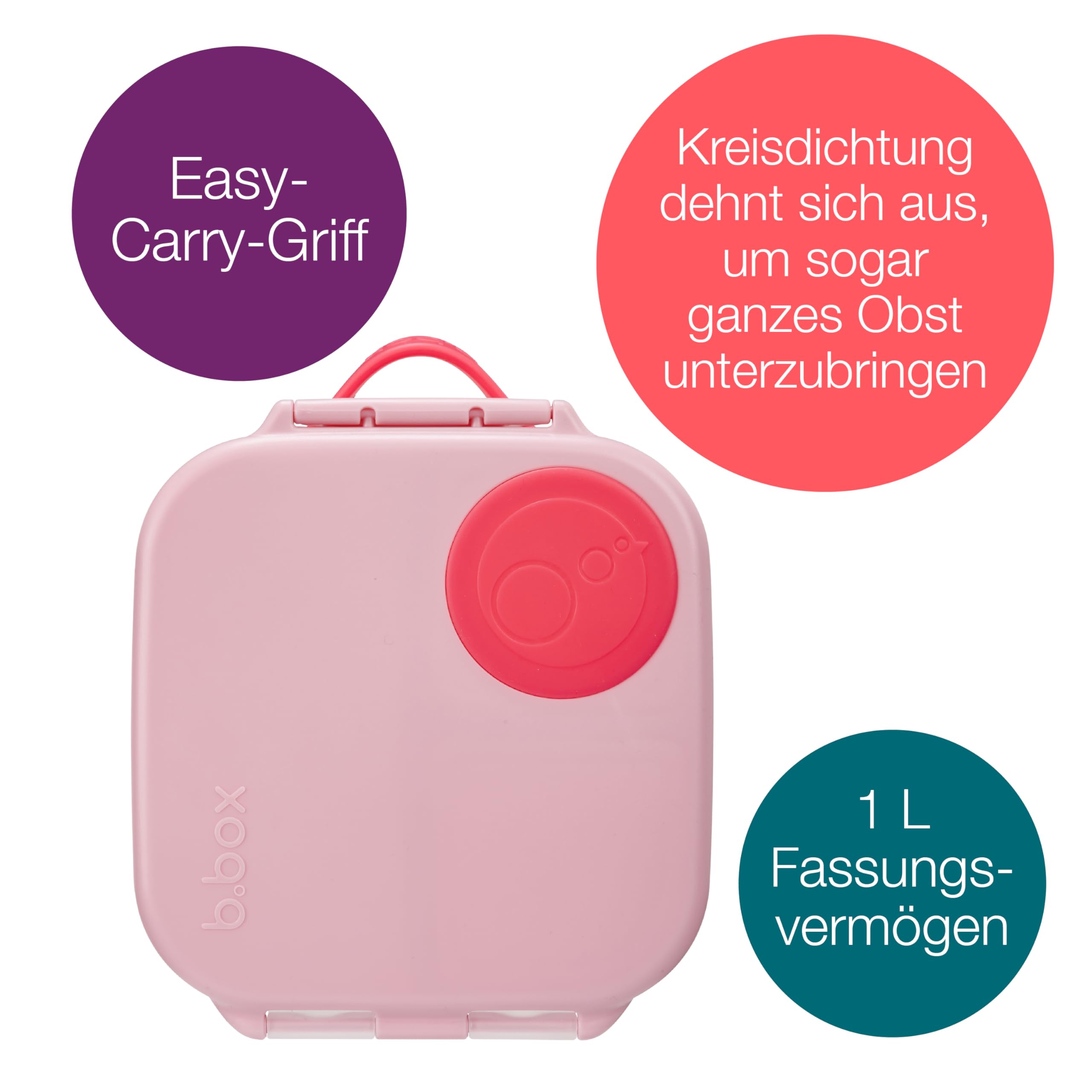 b.box Mini Brotdose für Kinder mit Fächern | Bento Box, 3 Fächer (2 Auslaufsicher) | Lunchbox für Gerichte & Snacks | Platz für Ganzes Obst | BPA-frei