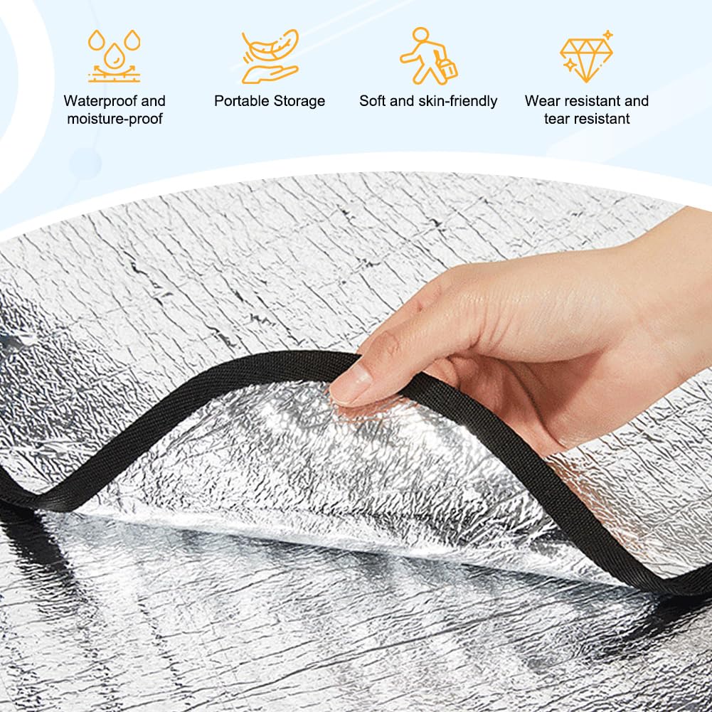 RANJIMA Aluminiowa karimata kempingowa, mata podłogowa z folii aluminiowej, aluminiowa karimata piankowa, 200 x 200 cm, składana, aluminiowa, na kemping, do jogi, sportu