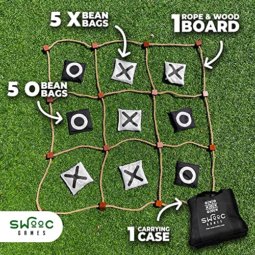 Image of Swooc Games - Giant Tic Tac Toe Game Outdoor (All Weather) | 3ft x 3ft | Instant Setup, No Assembly | Giant Outdoor Games for Adults and Family | Outside Toys | Large Lawn & Backyard Fun | Yard Game