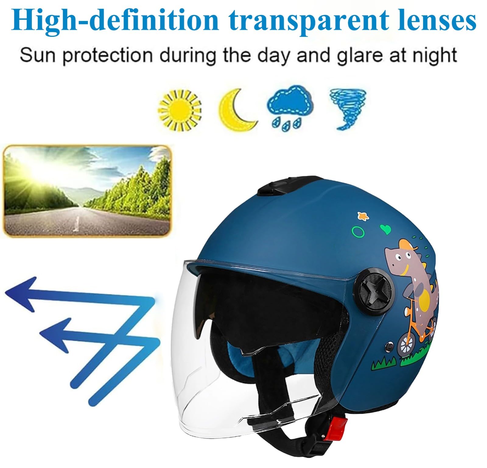 Kask dziecięcy, otwarty kask motocyklowy, kask na skuter dziecięcy z wizjerem, lekki kask multisportowy, certyfikat ECE
