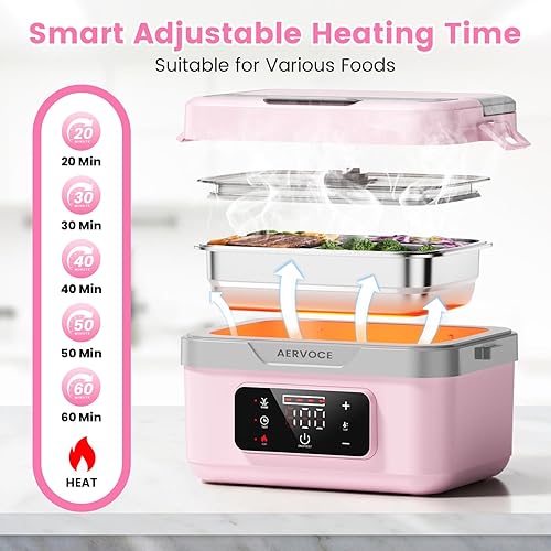 Miniatura 5 de Fiambrera eléctrica para adultos - Fiambrera térmica inalámbrica de 8000 mAh para mujeres, calentador de alimentos portátil de 1 litro para