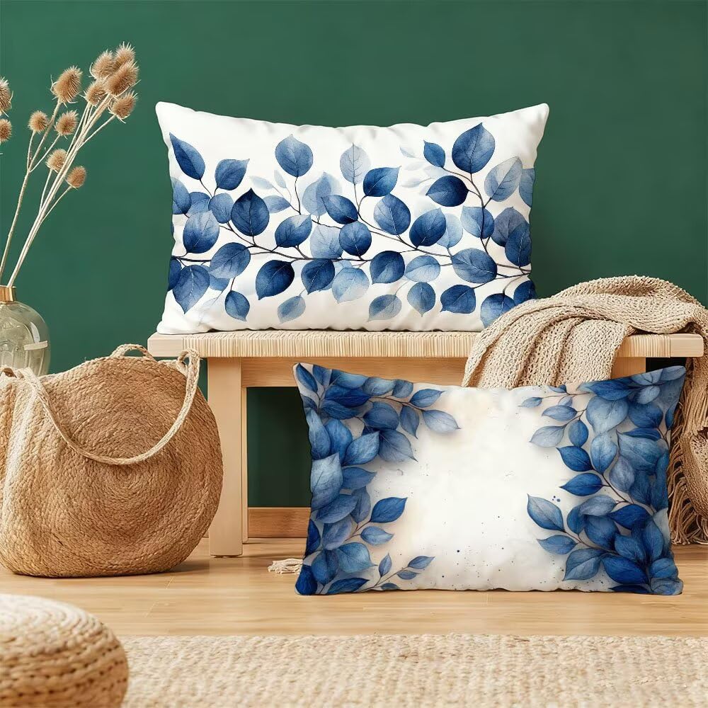 Housses de coussin 50x70cm bleu en velours double face