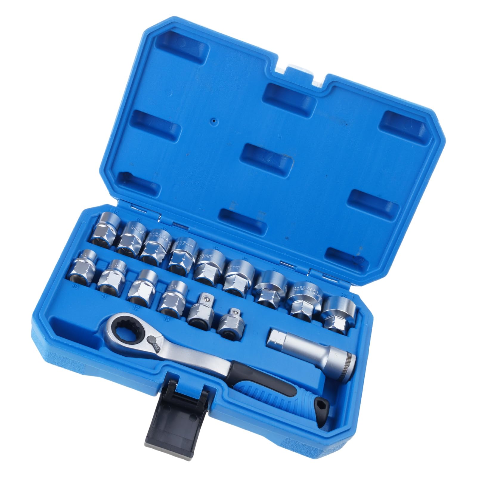 17PCS Pass Through Socket Set, Drive Ratchet Wrench with Steel Sockets for Car Maintenance Pass Through Socket Set