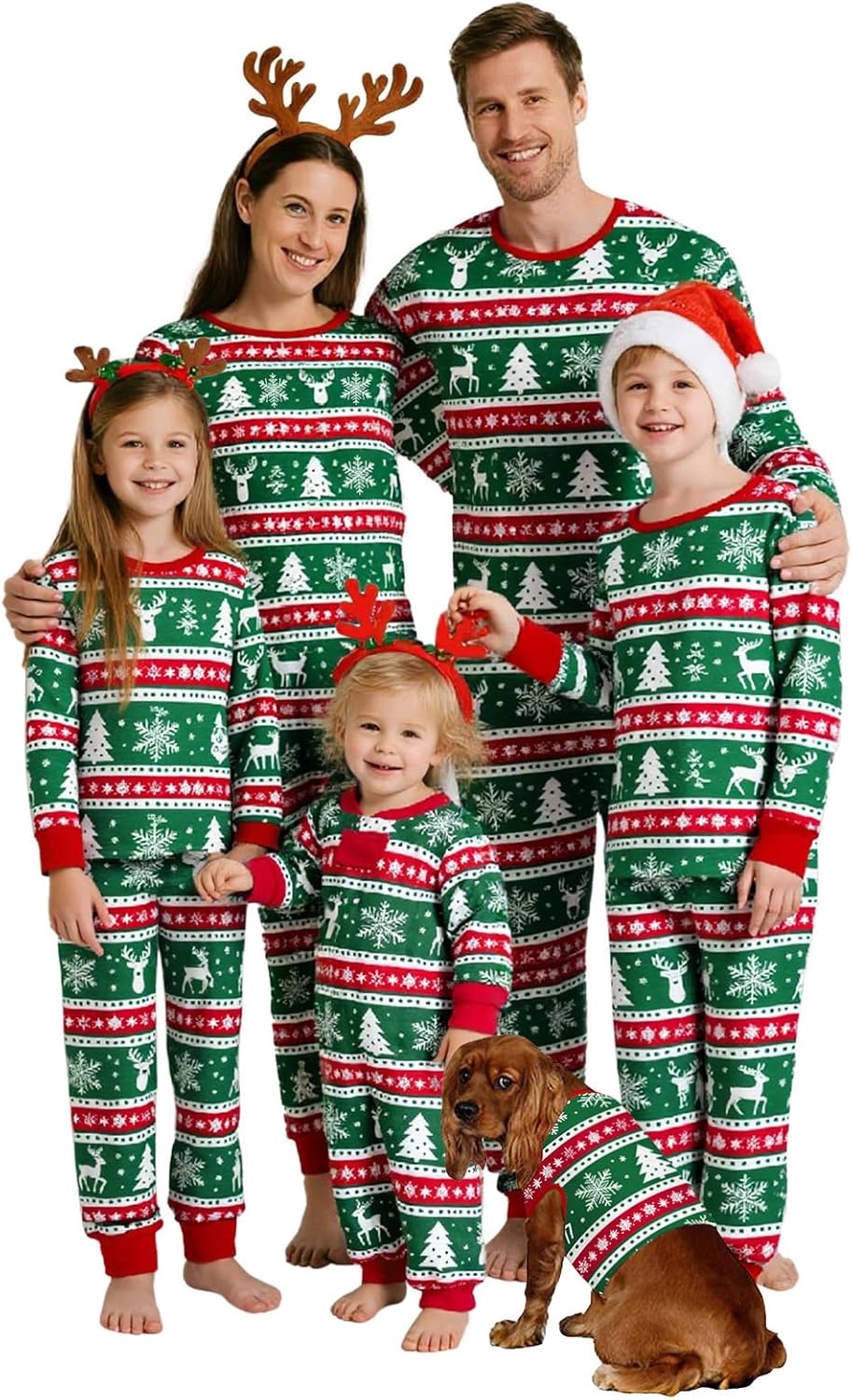 Feionusin Family Christmas Pajamas Matching Sets, Xmas Pjs Sets Holiday Sleepwear Matching Pajamas Long Sleeve Nightwear Set