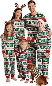 Feionusin Conjunto de pijamas de Natal para a família, conjunto de pijamas de Natal combinando com manga comprida