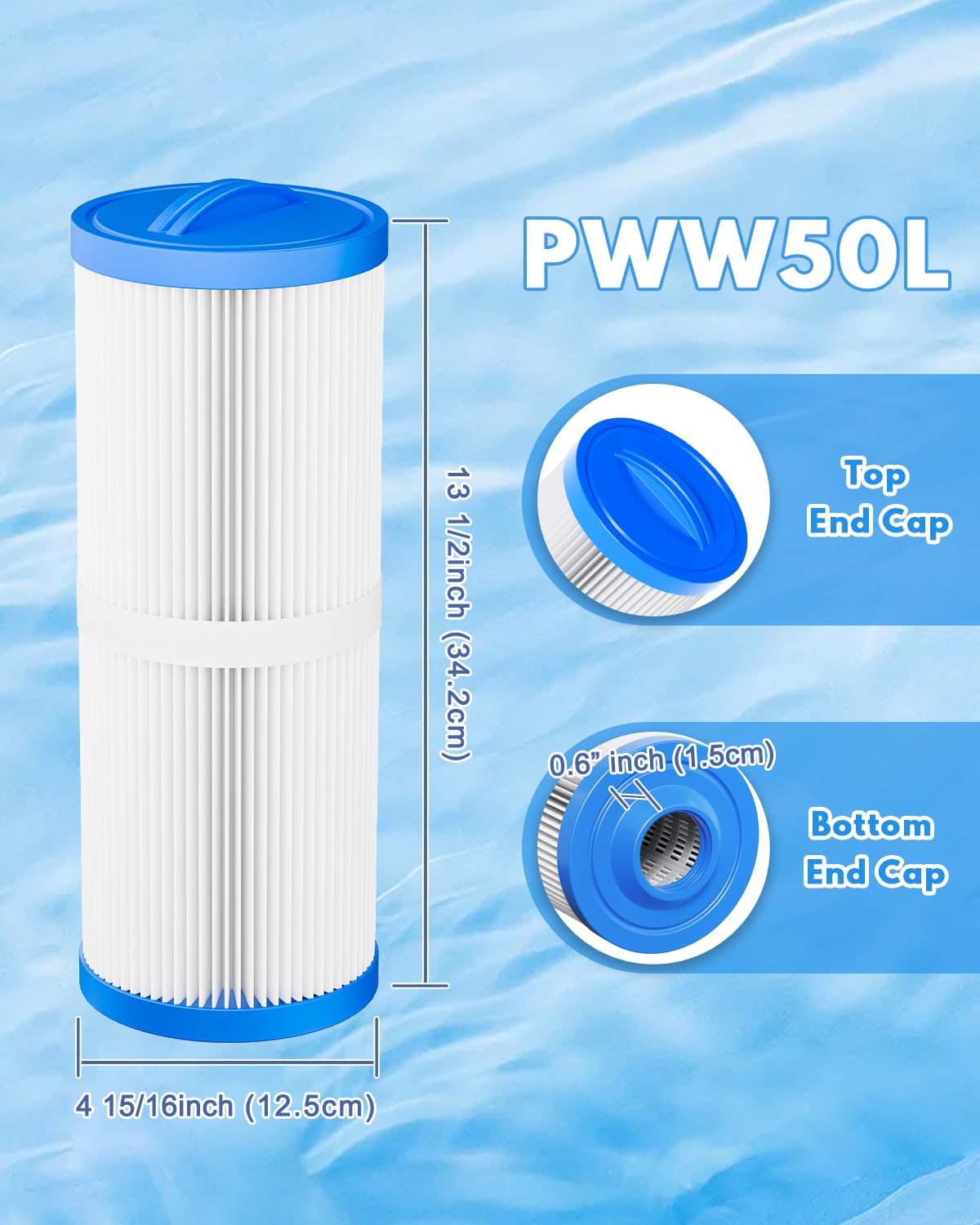 Filtro Ricambio 4.65 mq Vasca idromassaggio PWW50L Confezione da 2 | Filtro bagno a remozione compatibile con 4CH-949 PWW50L FC-0172 817-4050 SD-01143 FIL50-5D13H15FCT-3 200702 40508
