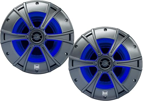 Dual Electronics DMS8027 8" 2-Way Marine Speakers with Blue illumiNITE LED Lighting