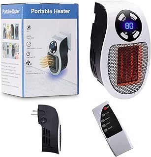 Alpha Heater - Alpha Heater Portable Heater, 500W Mini Portable Electric Heater, Alpha Heater Plug in Wall, Alpha Room Heater with Adjustable Thermostat Timer and Led Display (White - with RC)