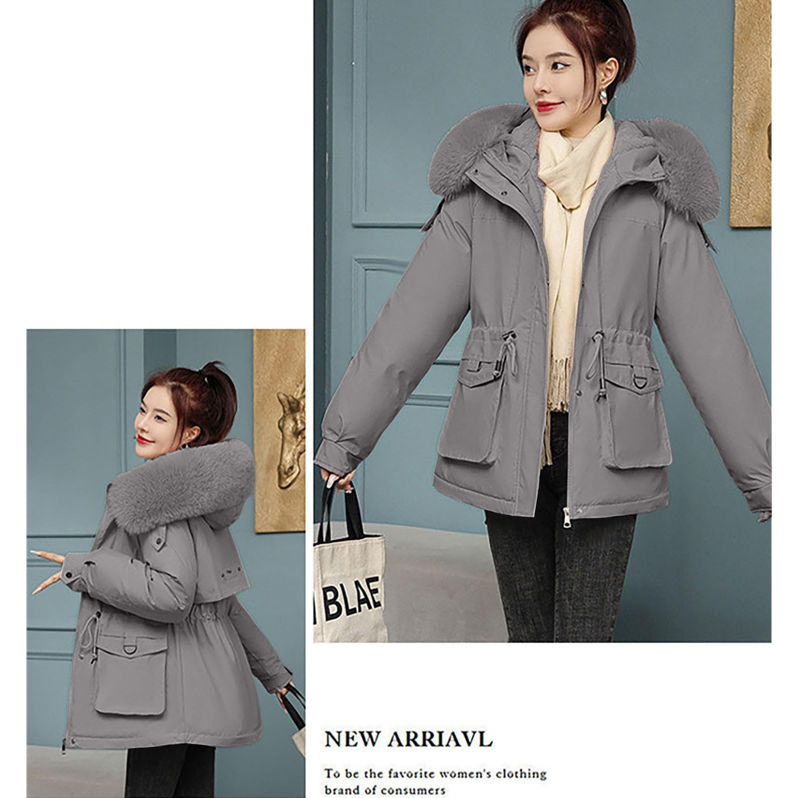 Cappotto Con Cappuccio Donna Invernale Giacca Curvy Lungo Giubbotto
