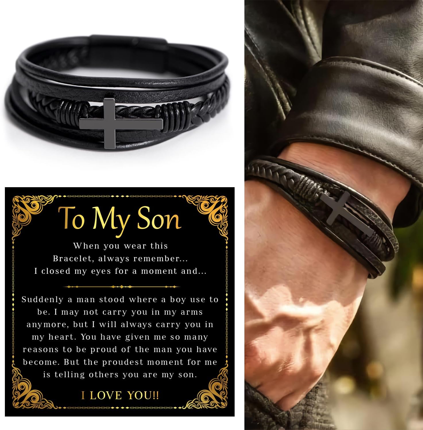 To My Son Bracelet, Best Gifts For Son, Unique Gifts From Mom And Dad, Teen Boys for Birthday, Graduation, Christmas & Easter, Love You Forever Bracelets, Birthday Gift With Message Card and Box - Image 3