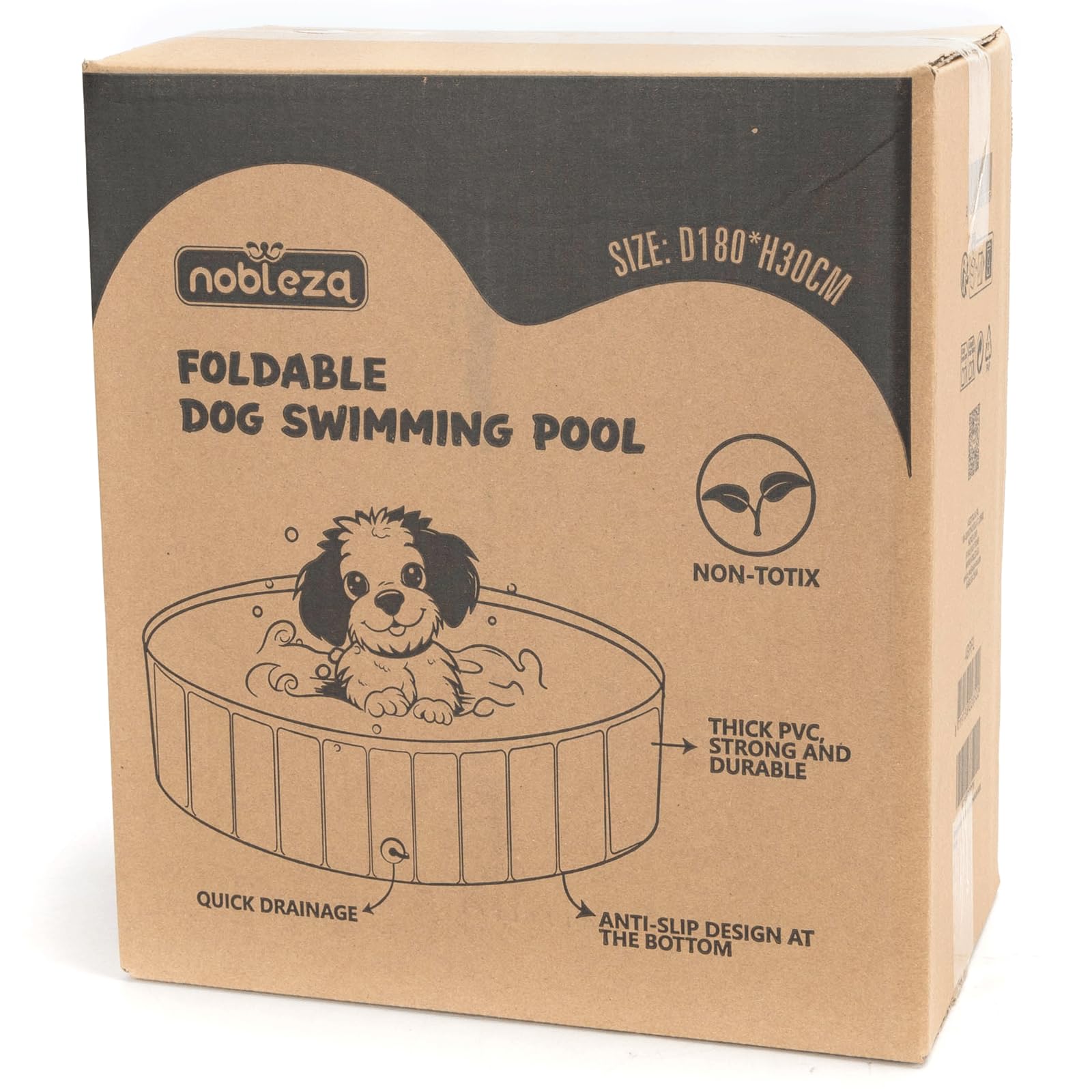 Nobleza Piscina per Cani Grandi e Piccoli, Piscina Pieghevole, Vasca da Bagno Rigida per Cani e Gatti, 180 * 30cm, XL, Blu
