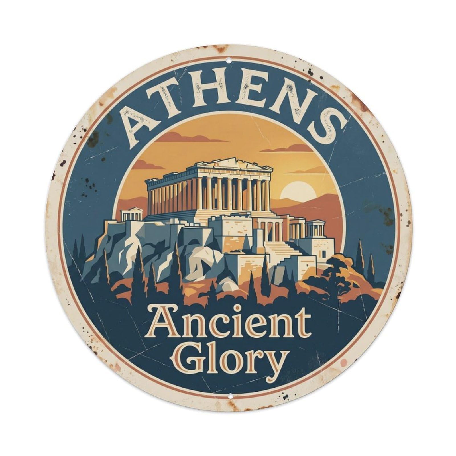 Fqnyr Style Vintage Travel Athens Acropolis Historic 1 Metal Tin Sign
