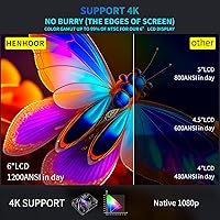 Vista 2 de [Enfoque automático] Henhoor 1200 ANSI Proyector de cine en casa para exteriores con Wifi y Bluetooth, proyector de TV inteligente Android 4K+