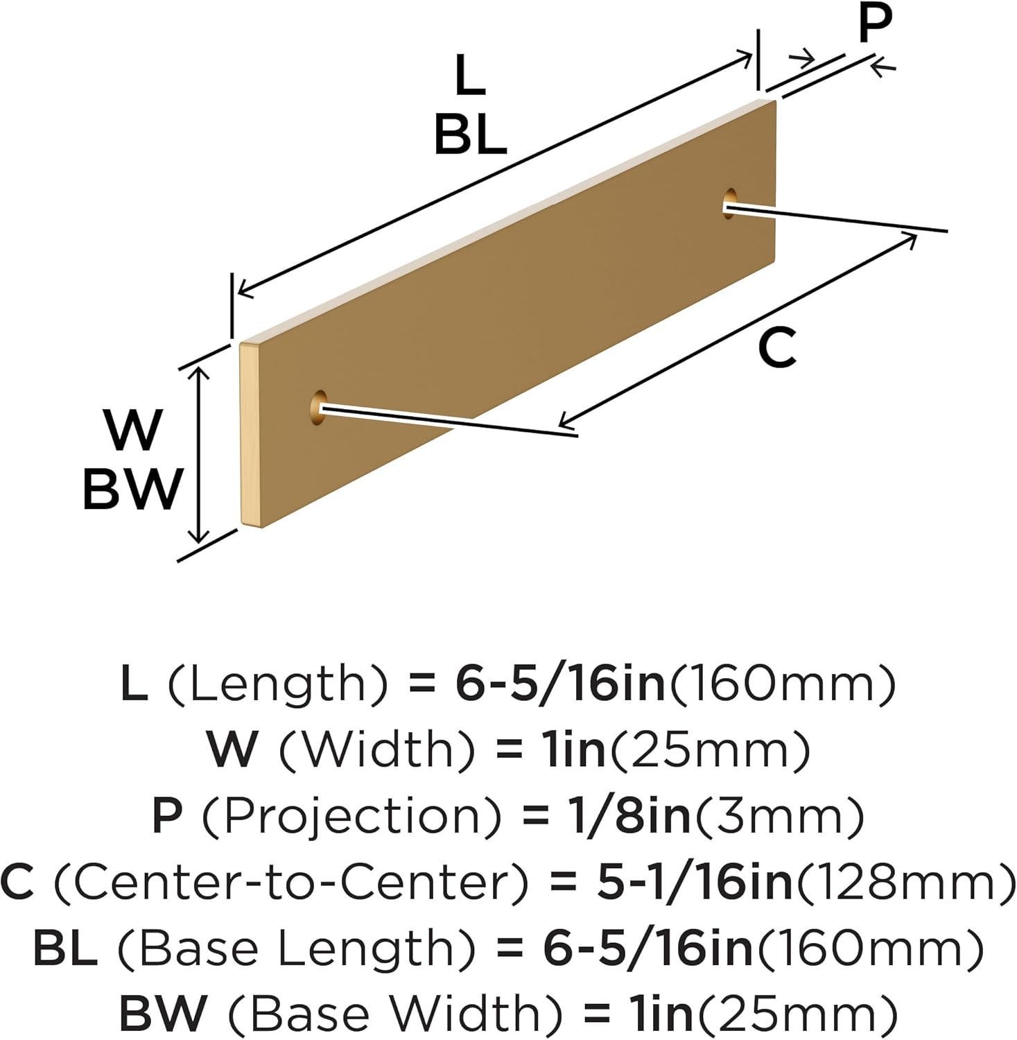 Amerock Ladera 5-1/16 inch (128mm) Center-to-Center Rectangle Champagne Bronze Cabinet Pull Backplate, BP37763CZ