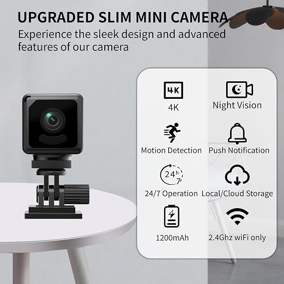 4K Mini Security Camera WiFi Wireless Camera Small Smart Portable HD Nanny Cam