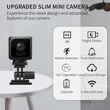 4K Mini Security Camera WiFi Wireless Camera Small Smart Portable HD Nanny Cam