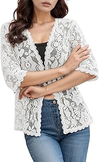 Sudadera tradicional para mujer, informal, color sólido, cárdigan de punto de encaje, camiseta de playa para sol, blusa para mujer, festiva, 48