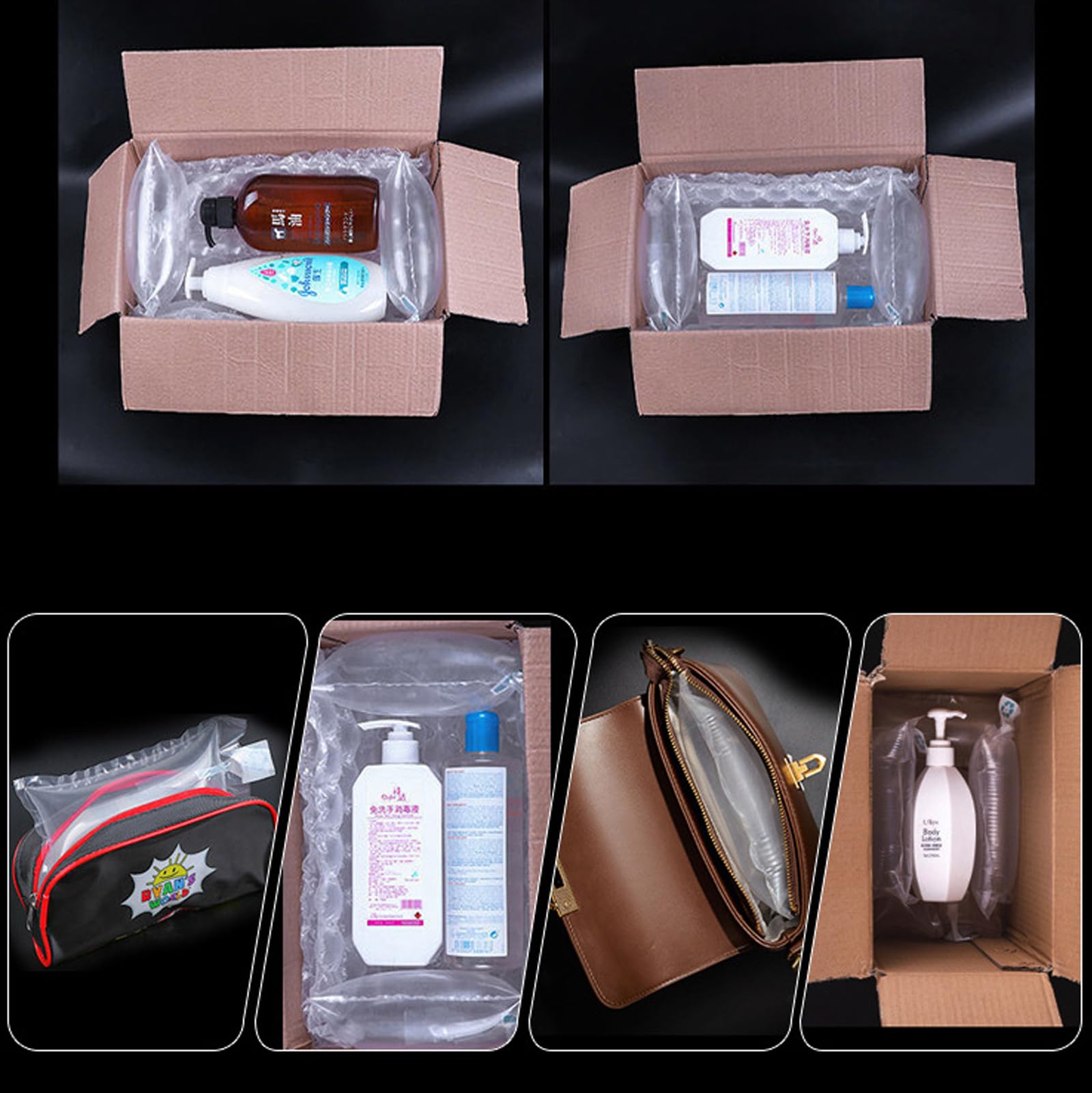 Produktbild von 100x Versand-Luftkissen – Füllmaterial 10x20 Cm, Aufblasbare Polsterbeutel, Stoßfest, Umweltfreundlich PE/PA – Für Sichere Verpackung & Transport