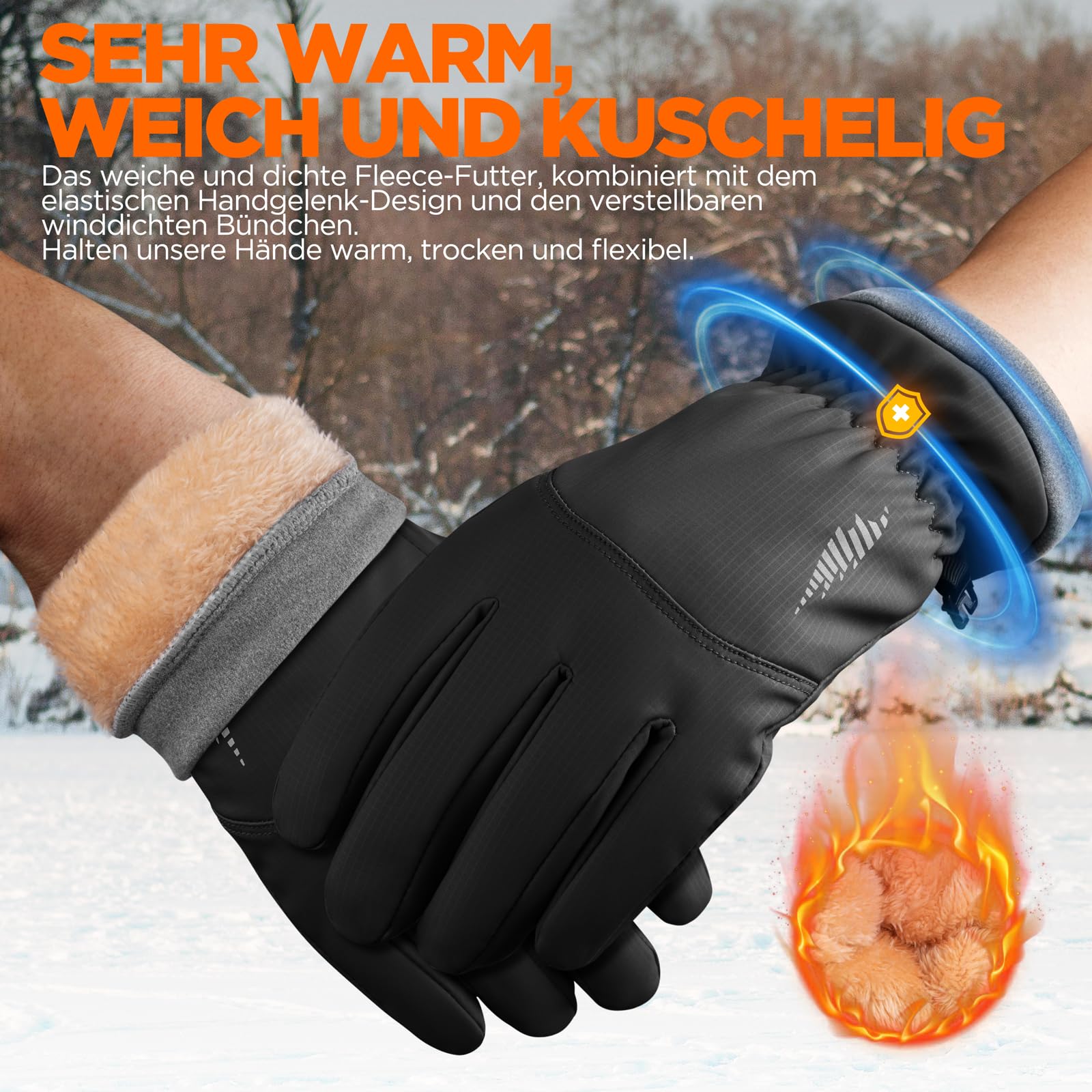 rivmount Gants d'hiver pour Hommes Femmes,Gants Thermiques,Gants de vélo étanches,Gants étanches au Vent à écran Tactile,Gants de Ski Chauds pour la Course,Le Ski,la randonnée,Le vélo,la Moto RG802