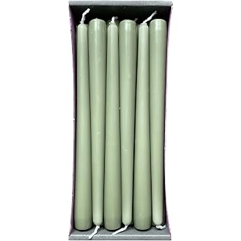 Nordring 12 Taper Candles 2.3 x 25 cm Dusty Green - RAL Certified, Drip Free &amp; Low Smoke, Approx. 8 Hours Burn Time - Table D
