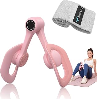 MERACH Thigh Trainer, Pelvic Floor Muscle Trainer, Inner Thigh Exercise Workout Equipment for Home Gym, Pelvic Floor Strengthening Women (Pink (with Band))
