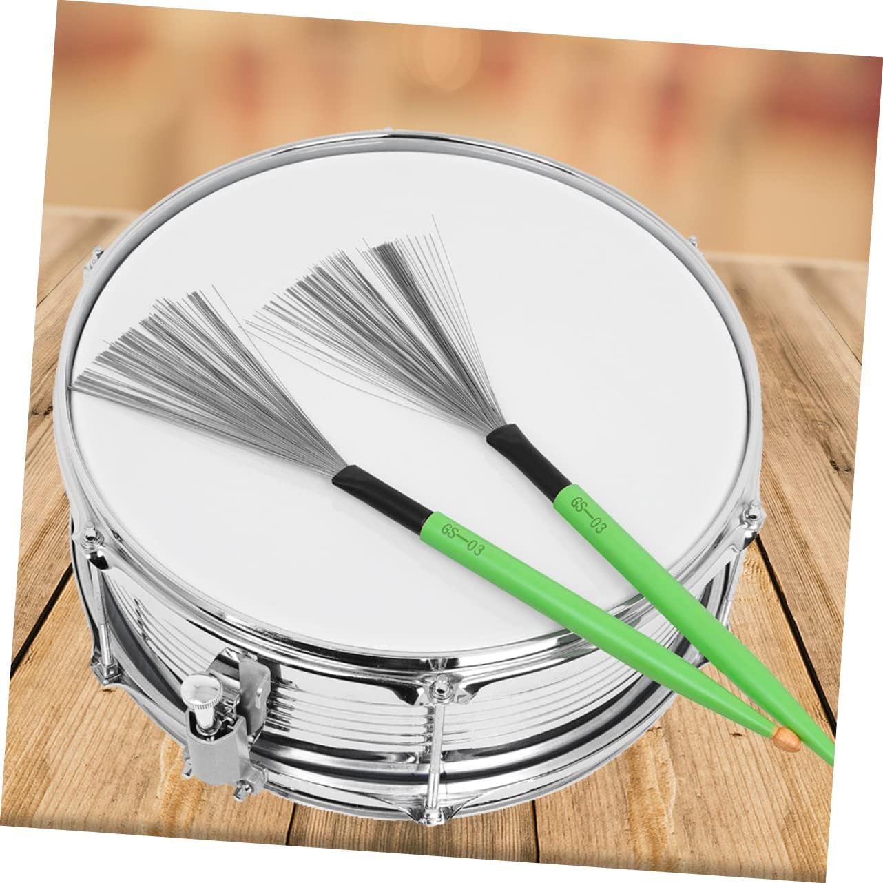 ibasenice Drum Stick Brush Wire Drum Brush Percussion Mallets Wood Handle for Pro Drummers