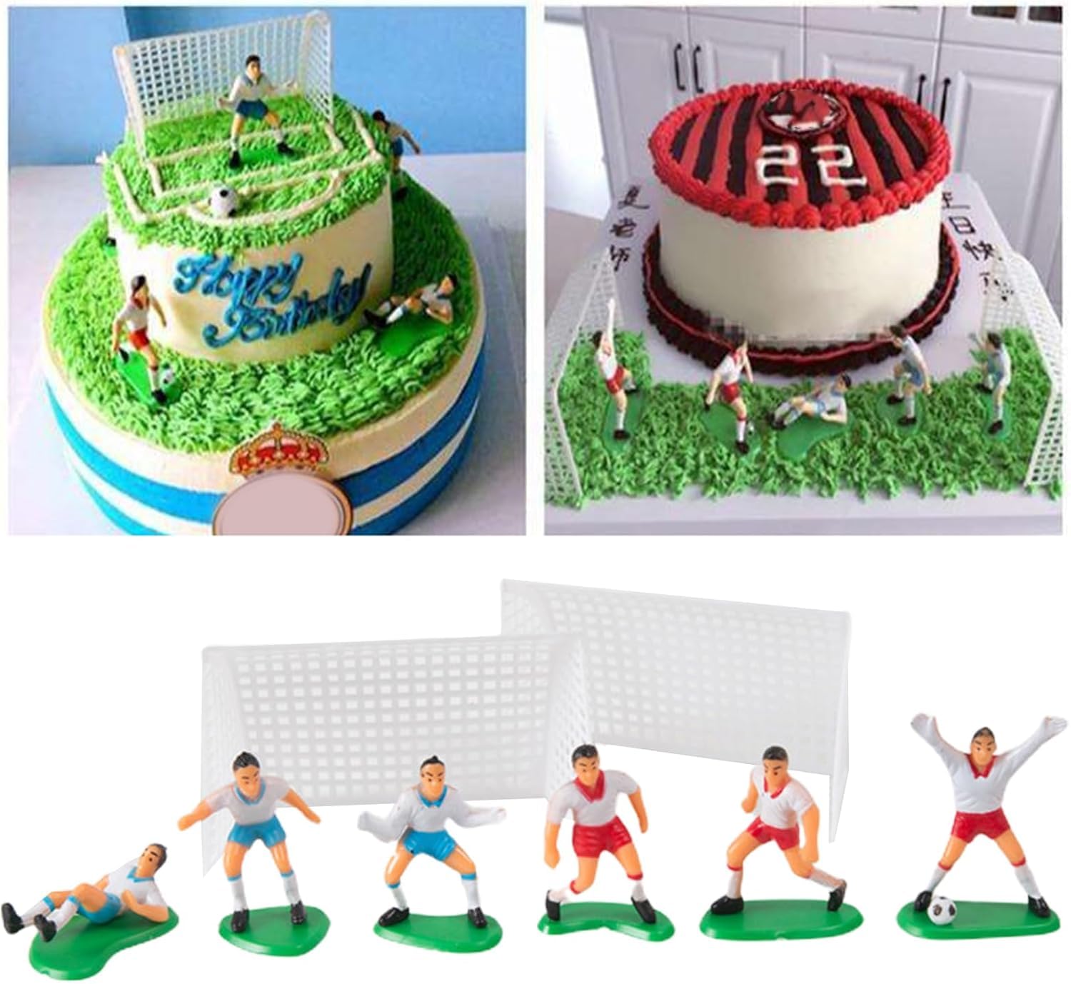 1Set 9 Pcs White Soccer Cake Toppers Plastic Soccer Players Toy Football World Cup Party Cake Decorations Cake Toppers Cooking and Baking - Image 4