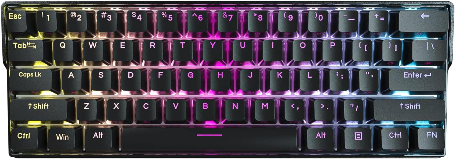 KEMOVE Shadow DK61 60% Hot Swappable Mechanical Gaming Keyboard with 3000mAh Battery RGB Backlit, Bluetooth 5.1, PBT Keycaps, NKRO, Fully Programmable for Gamers (Gateron Mechanical Black Switch)