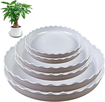 YUANAIYI 6 Packs Wave Plant Saucer - Plastic Flower Pot Drip Trays/Durable Heavy Duty White Plant Tray for Indoor and Out Door Plant6/8/10 inch