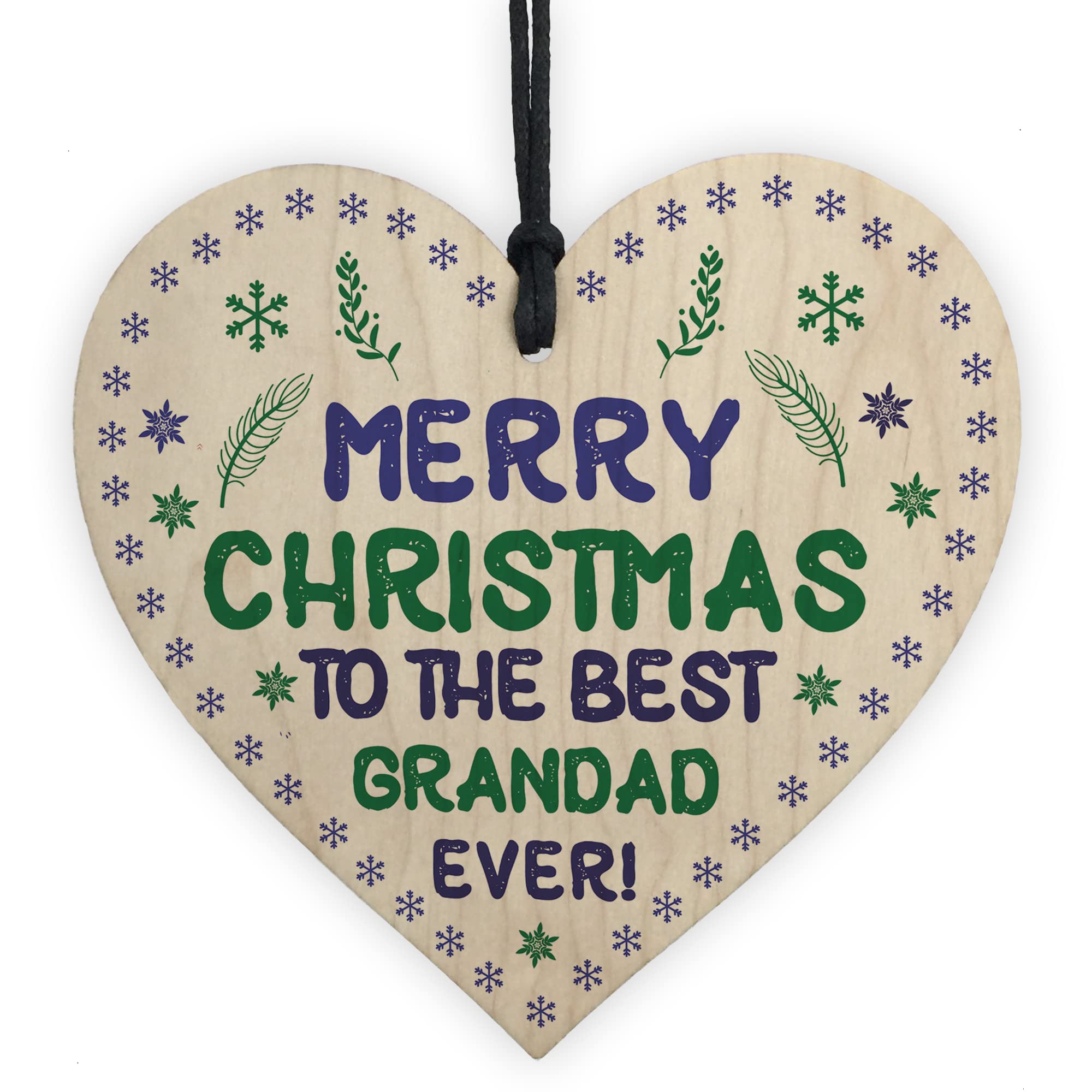 Red Ocean Christmas For Grandad Grandparent Christmas Wood Heart Thank You Gift For Dad Him