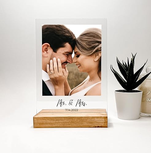 Miniatura 4 de Marco de fotos personalizado con cualquier nombre, palabras e imágenes, soporte de mesa de madera, soporte de escritorio, decoración del hogar,