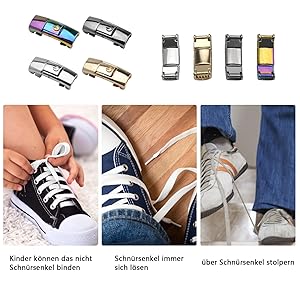 Lacci Elastici Per Scarpe No Tie - 2 Paia, Con Chiusura Metallica, 120cm, Per Sport E Casual - Foto 7