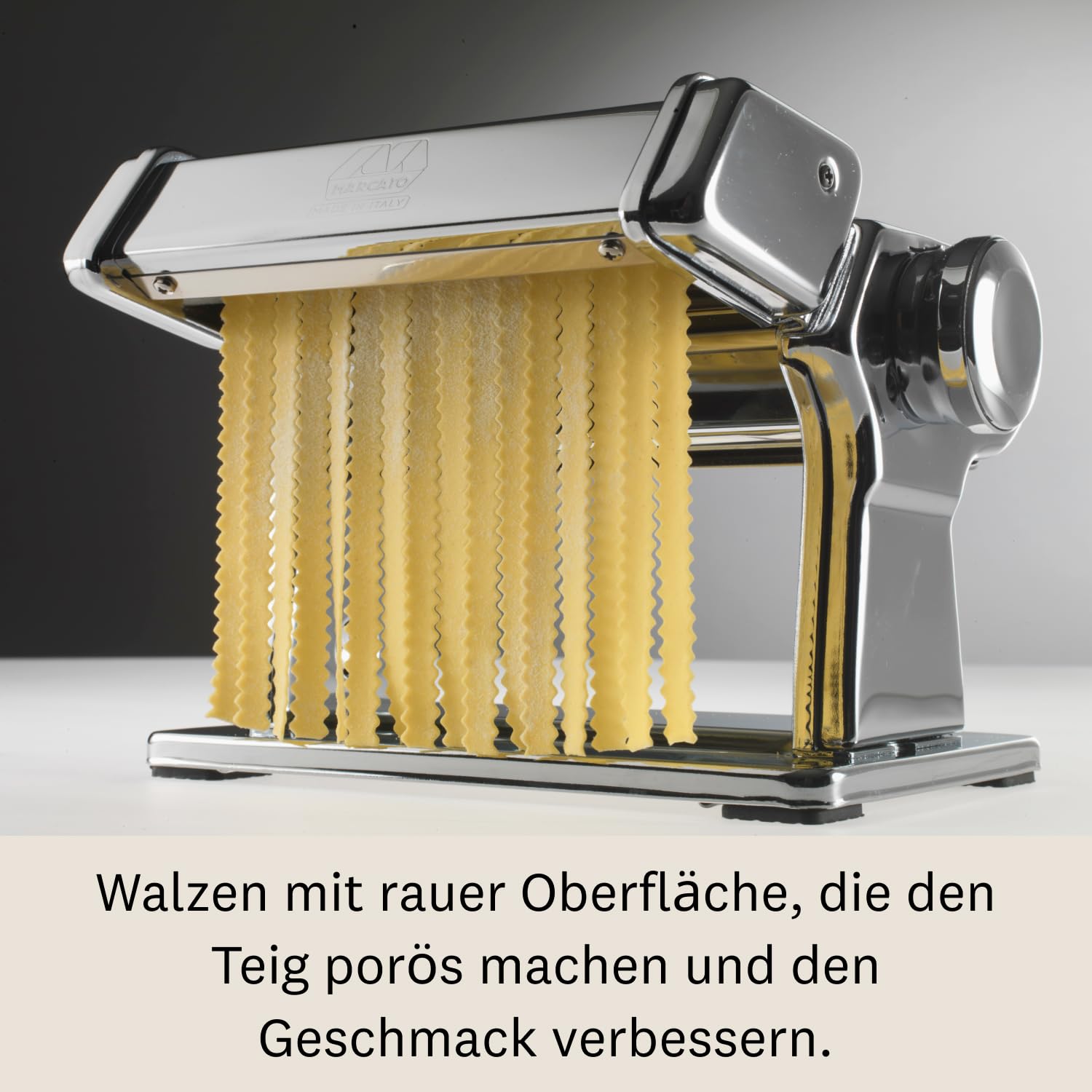 Marcato Nudelmaschinen-Aufsatz, für Mafaldine, 3,5 mm Schnitt, verchromter Stahl, Hergestellt in Italien, kompatibel mit Atlas 150 und Atlasmotor, Nudelschneider Küchenzubehör. Nudelform: Mafaldine