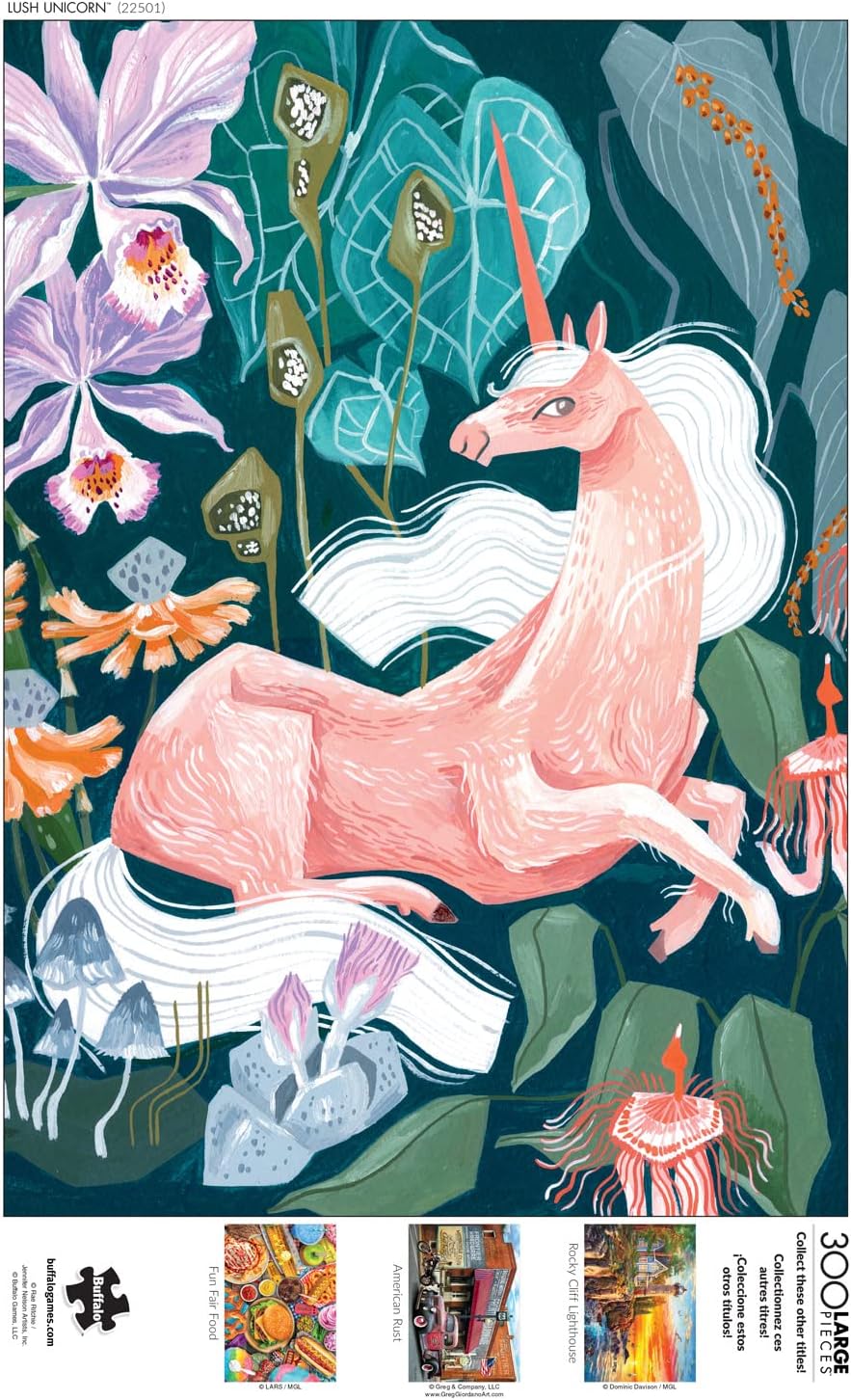 Buffalo Games - Rae Ritchie - Lush Unicorn - 300 Piece Jigsaw Puzzle for Adults -Challenging Puzzle Perfect for Game Nights - Finished Size is 21.25 x 15.00
